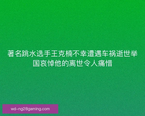 著名跳水选手王克楠不幸遭遇车祸逝世举国哀悼他的离世令人痛惜